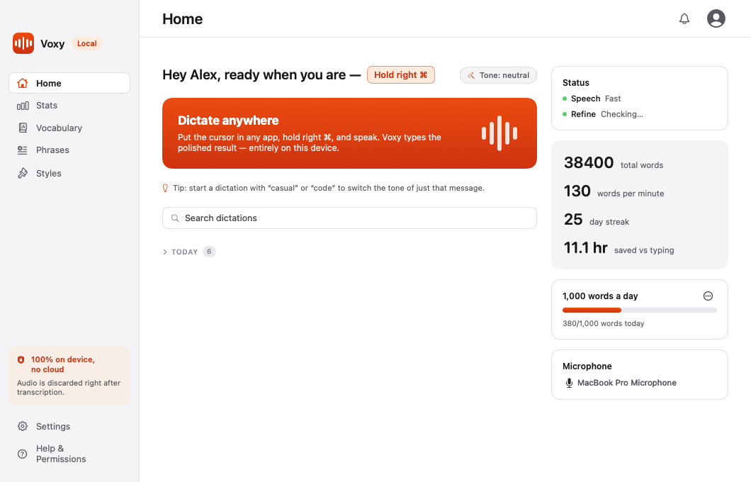 The Home page