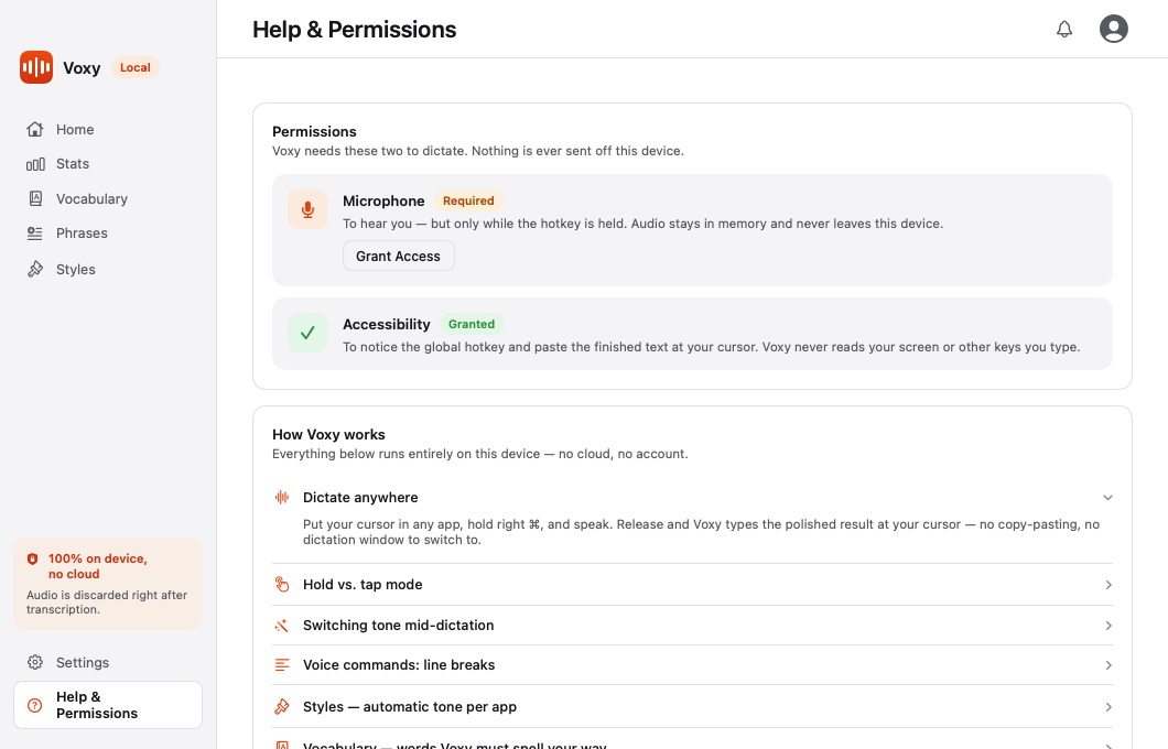 Help & Permissions